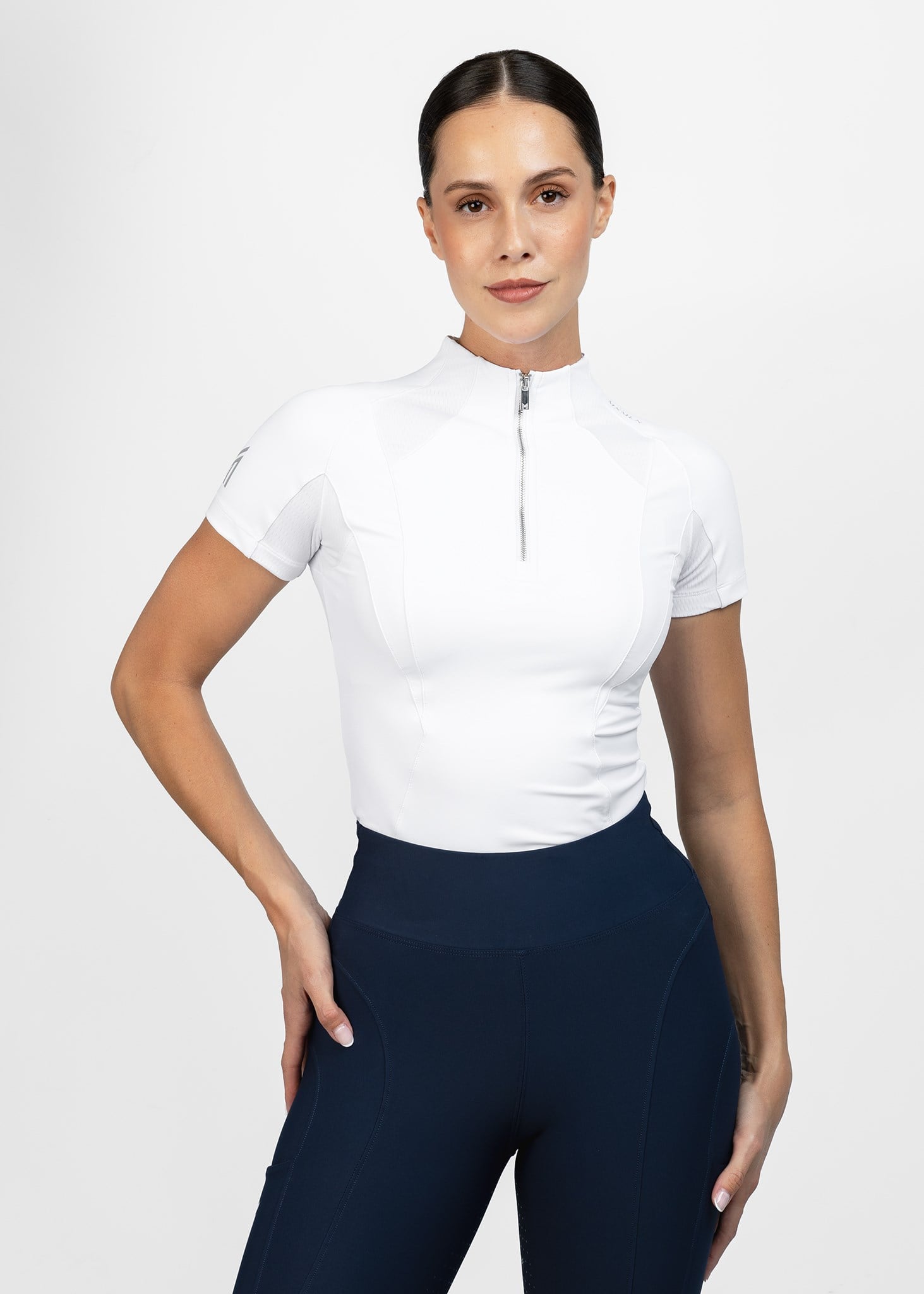 بلوز آستین کوتاه سوارکاری MAXIMILLIAN Equestrian مدل Frame سفید