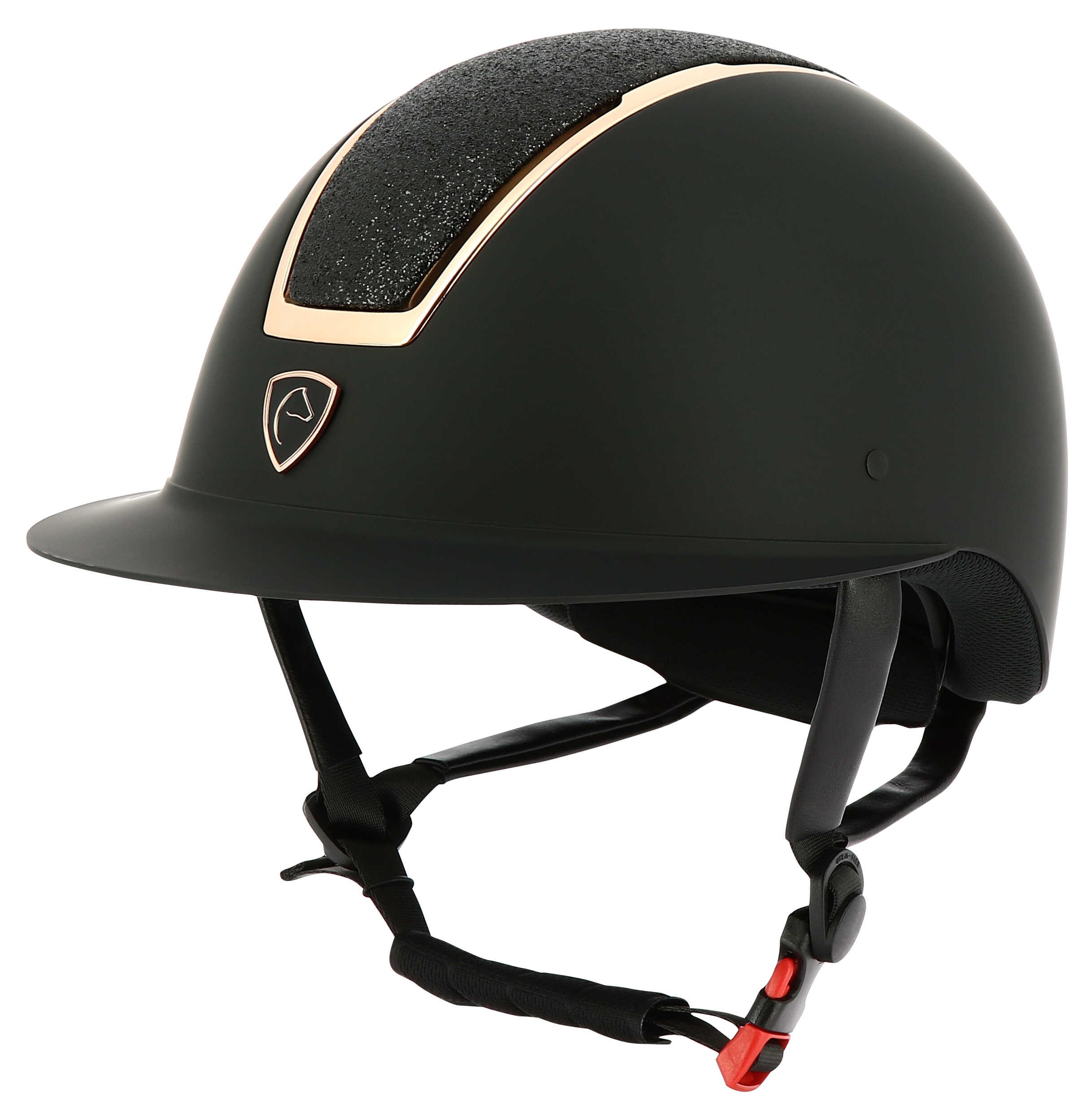 کلاه ایمنی سوارکاری Equitheme مدل Glint Matte مشکی و رزگلد — 2