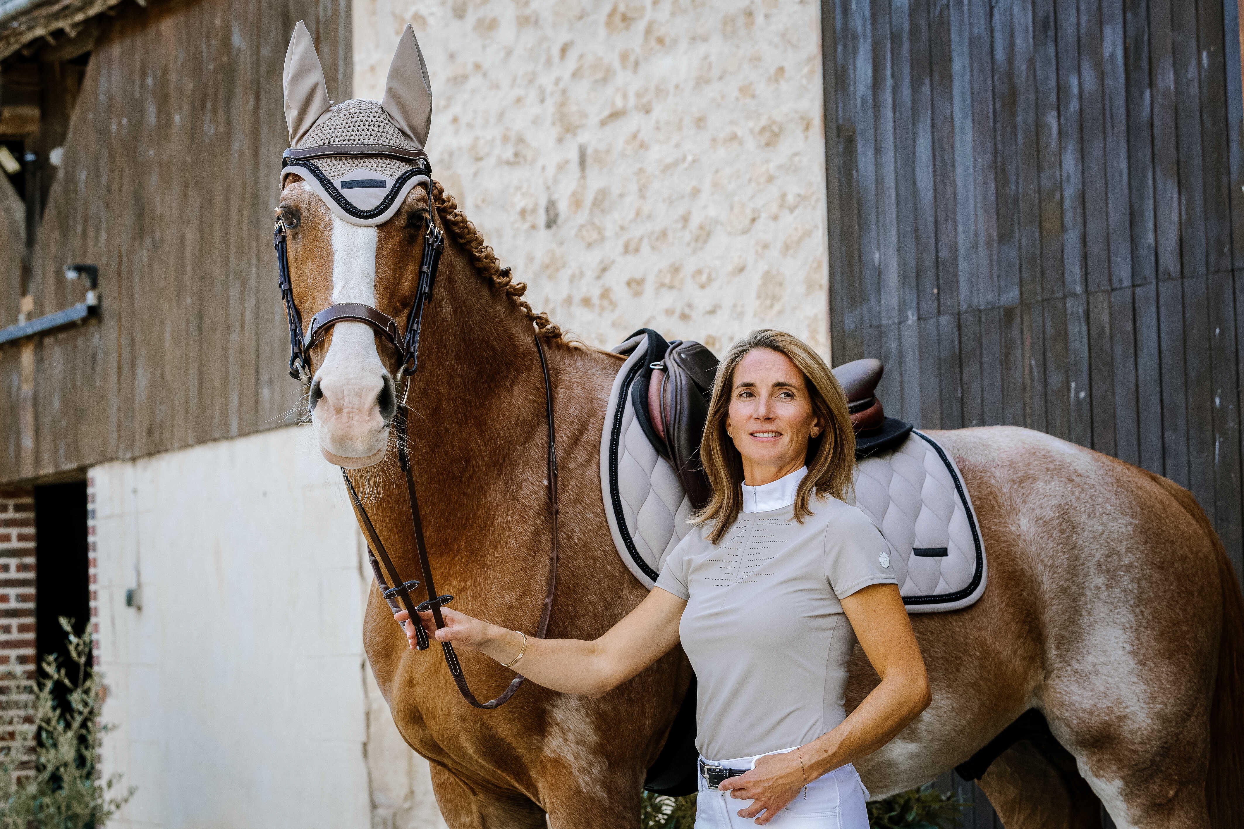 پیراهن پولو مسابقه سوارکاری زنانه Equitheme مدل Suzanne - Taupe — 1