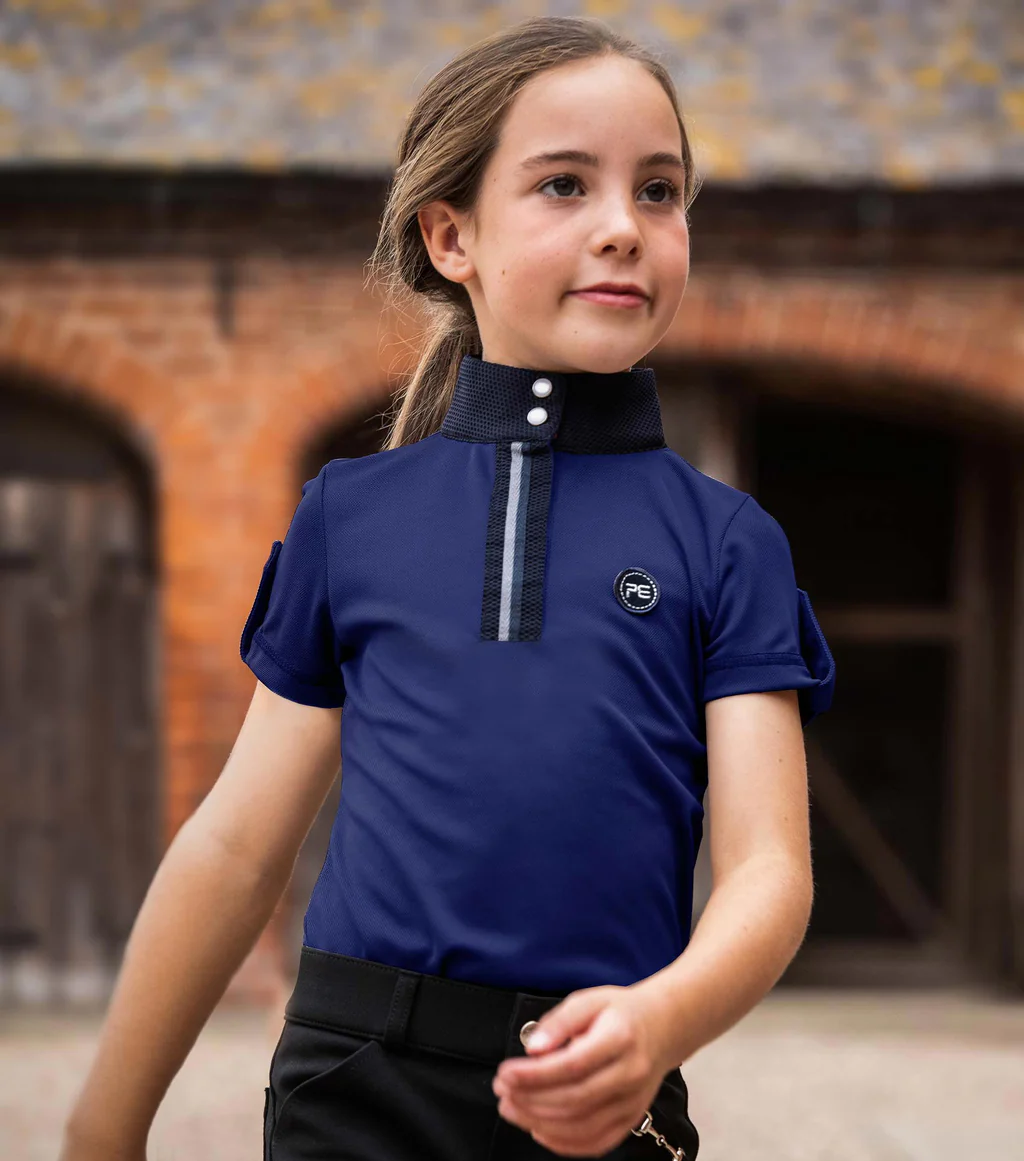 تیشرت سوارکاری دخترانه Premier Equine مدل Mini Amia سرمهای — 2
