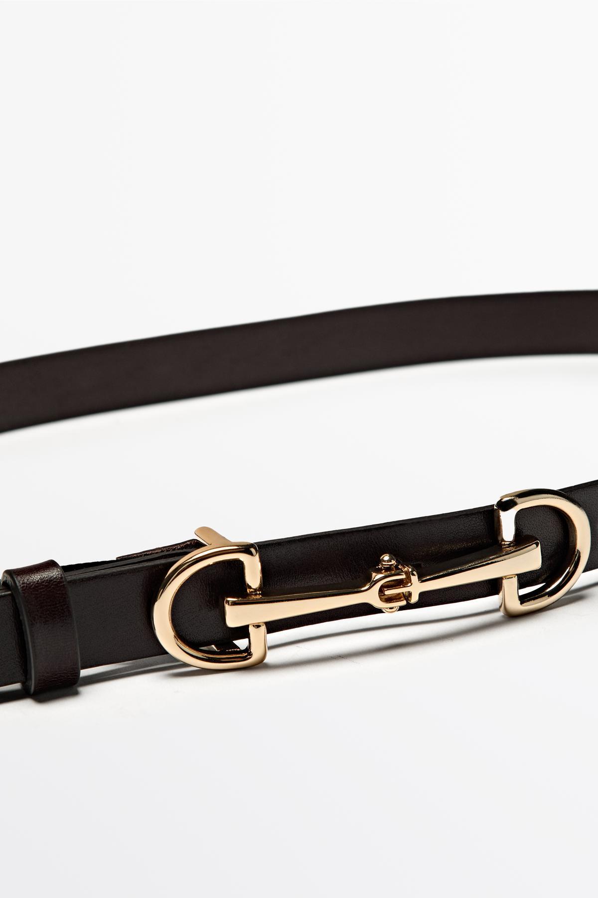 کمربند چرمی Napa با سگک سوارکاری Massimo Dutti — 2
