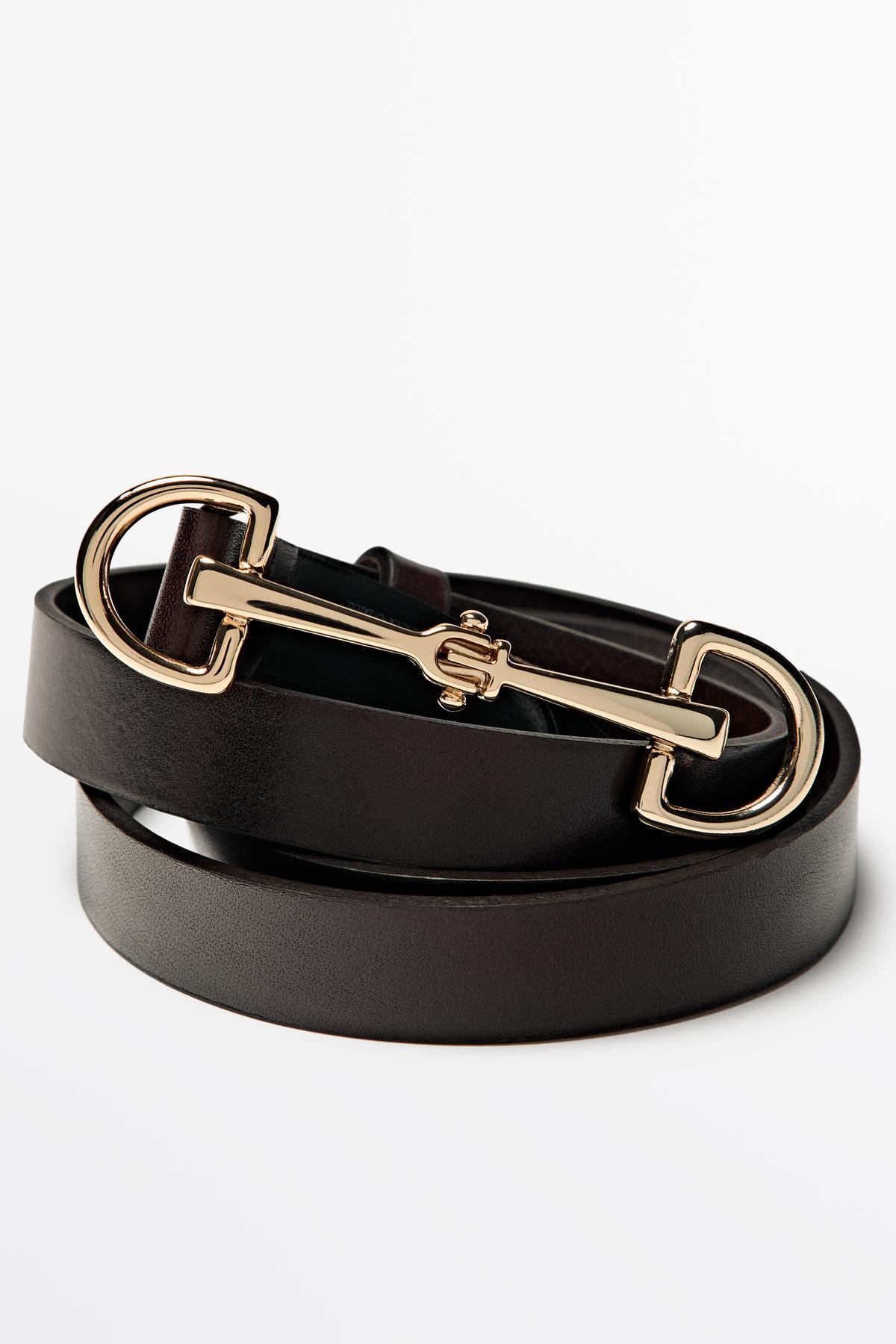 کمربند چرمی Napa با سگک سوارکاری Massimo Dutti — 3