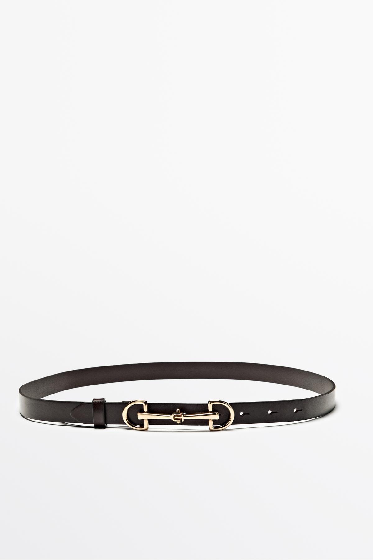 کمربند چرمی Napa با سگک سوارکاری Massimo Dutti