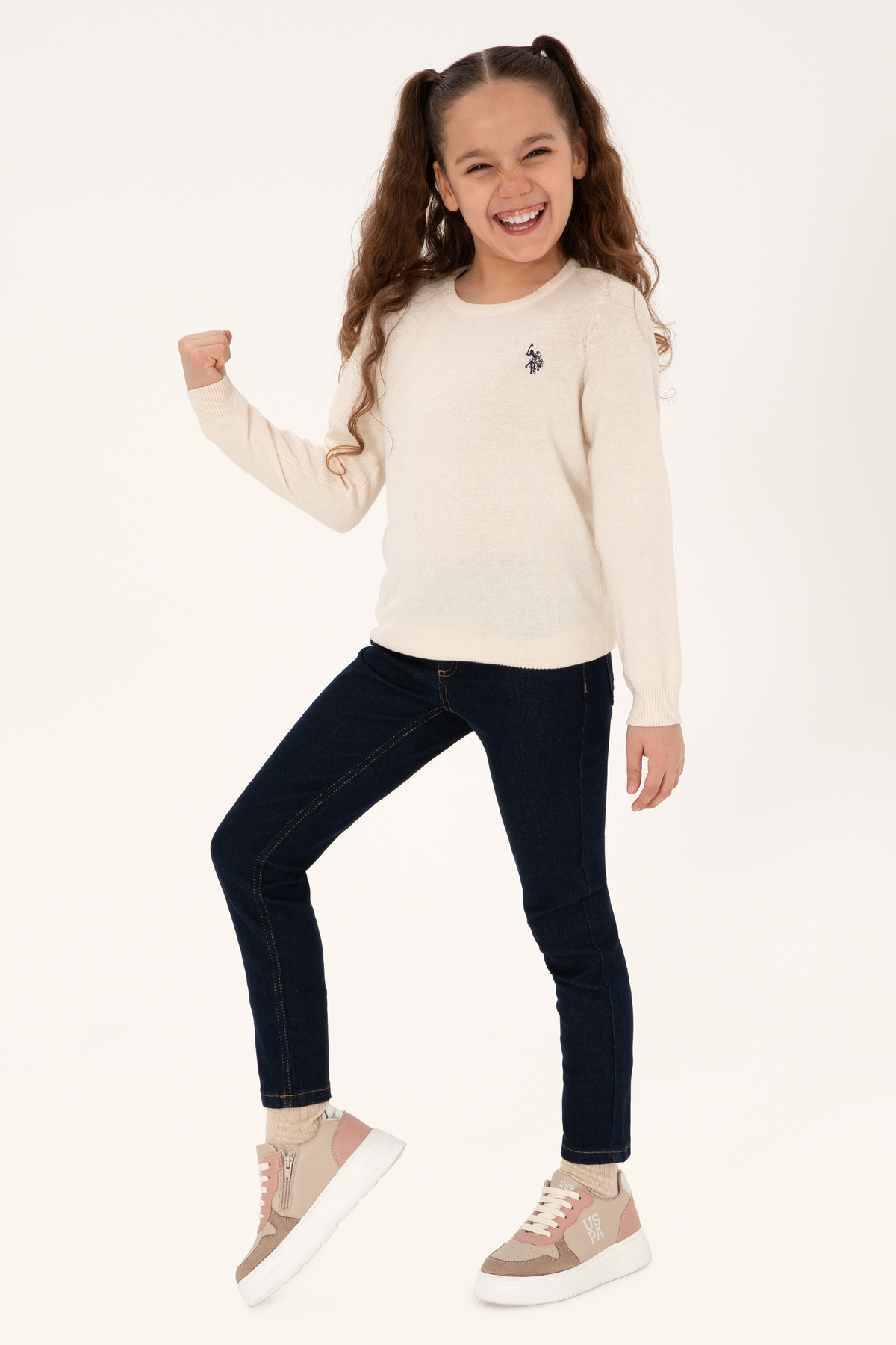 پلیور دخترانه یقه گرد U.S. Polo Assn. مدل 50293586-VR071 — 2