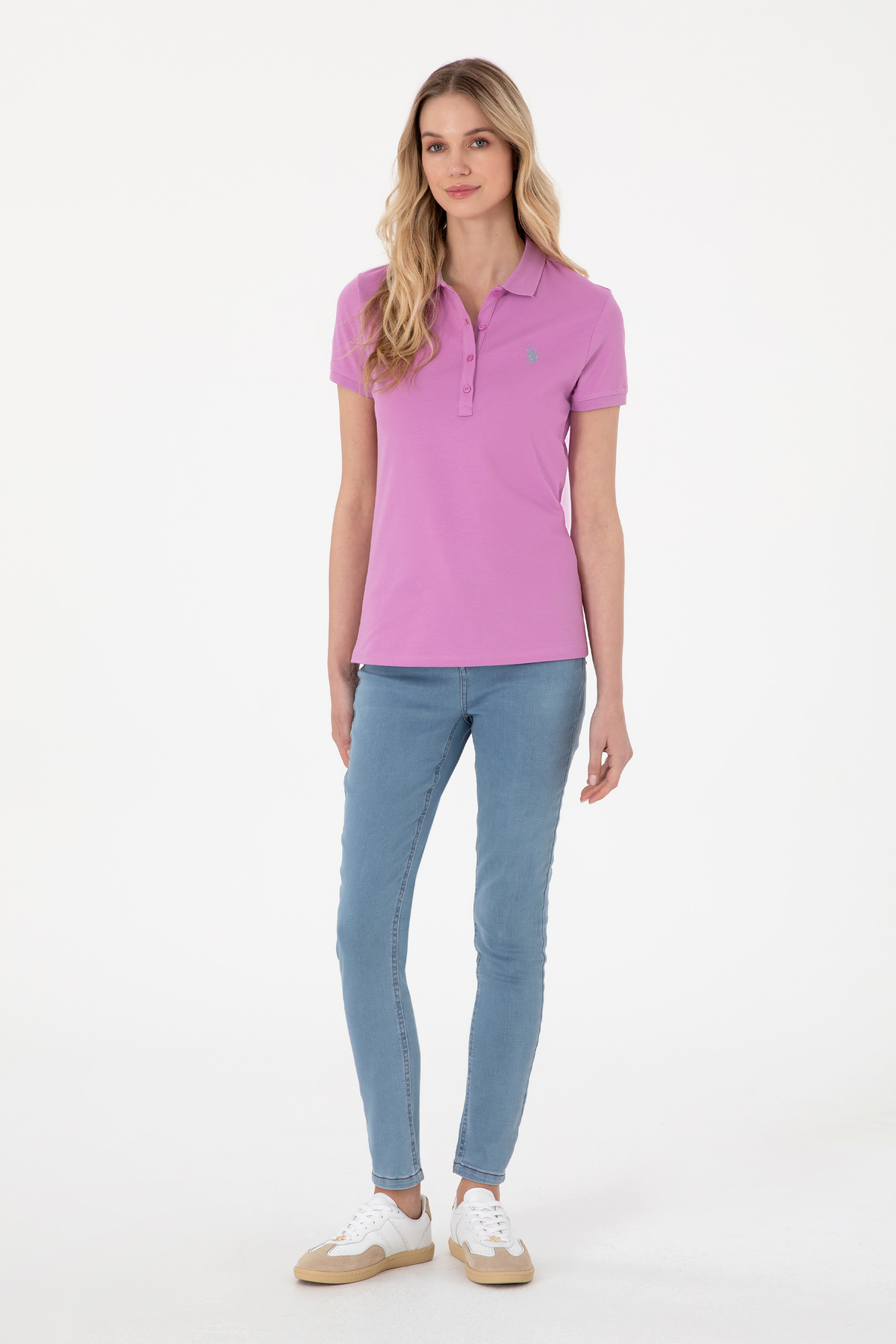 تی‌شرت پولو یقه‌دار زنانه فوشیا U.S. Polo Assn. مدل 50300830-VR023 — 4