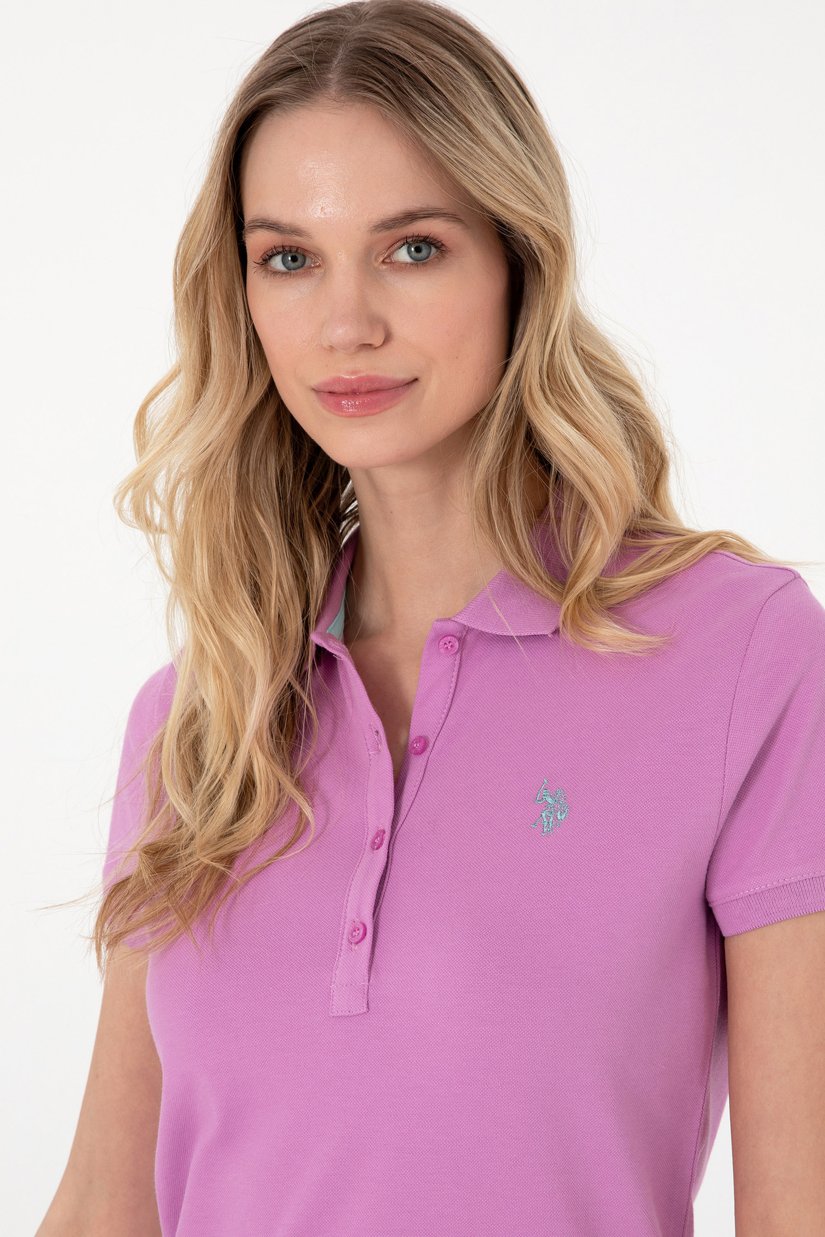 تی‌شرت پولو یقه‌دار زنانه فوشیا U.S. Polo Assn. مدل 50300830-VR023 — 2