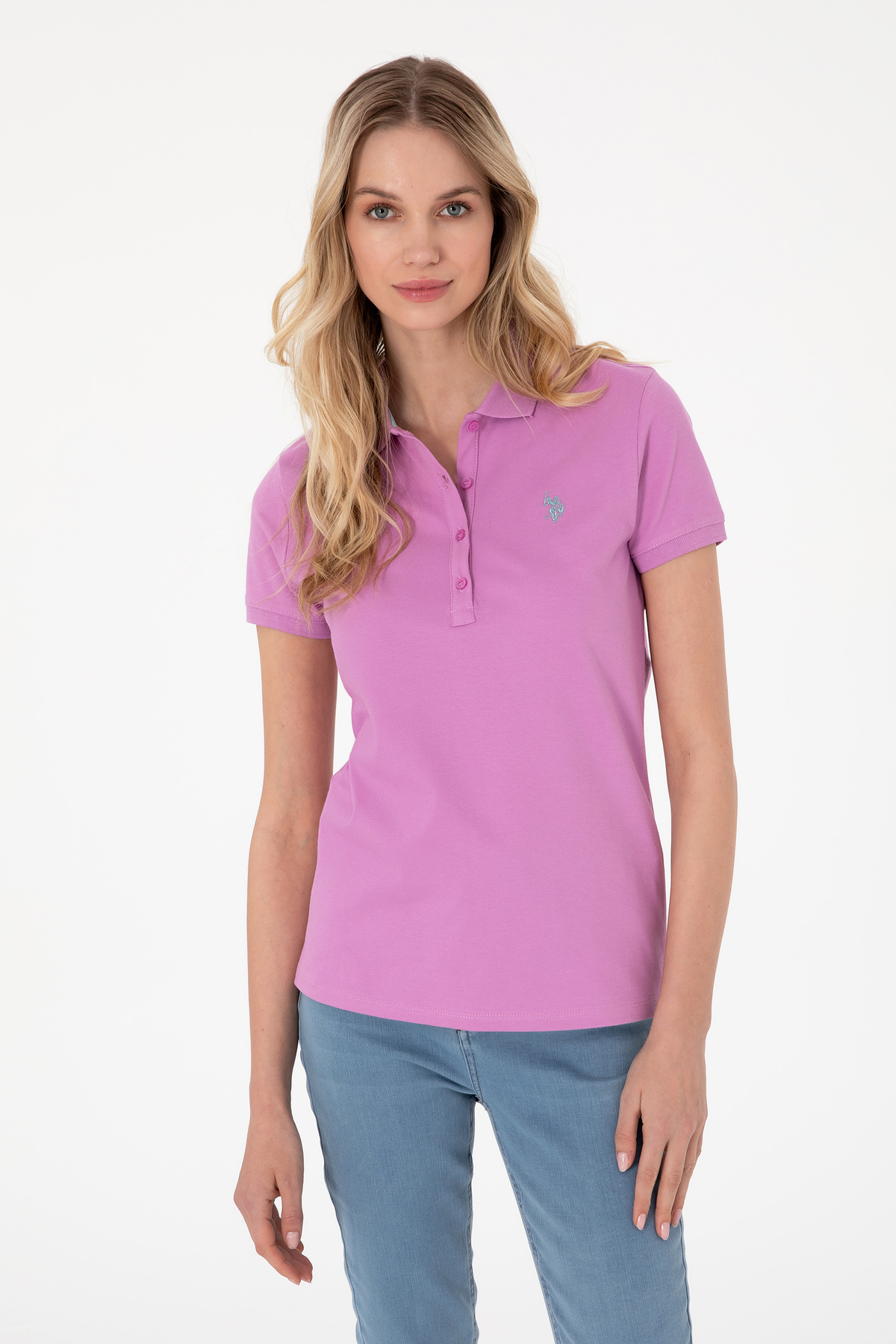 تی‌شرت پولو یقه‌دار زنانه فوشیا U.S. Polo Assn. مدل 50300830-VR023 — 1