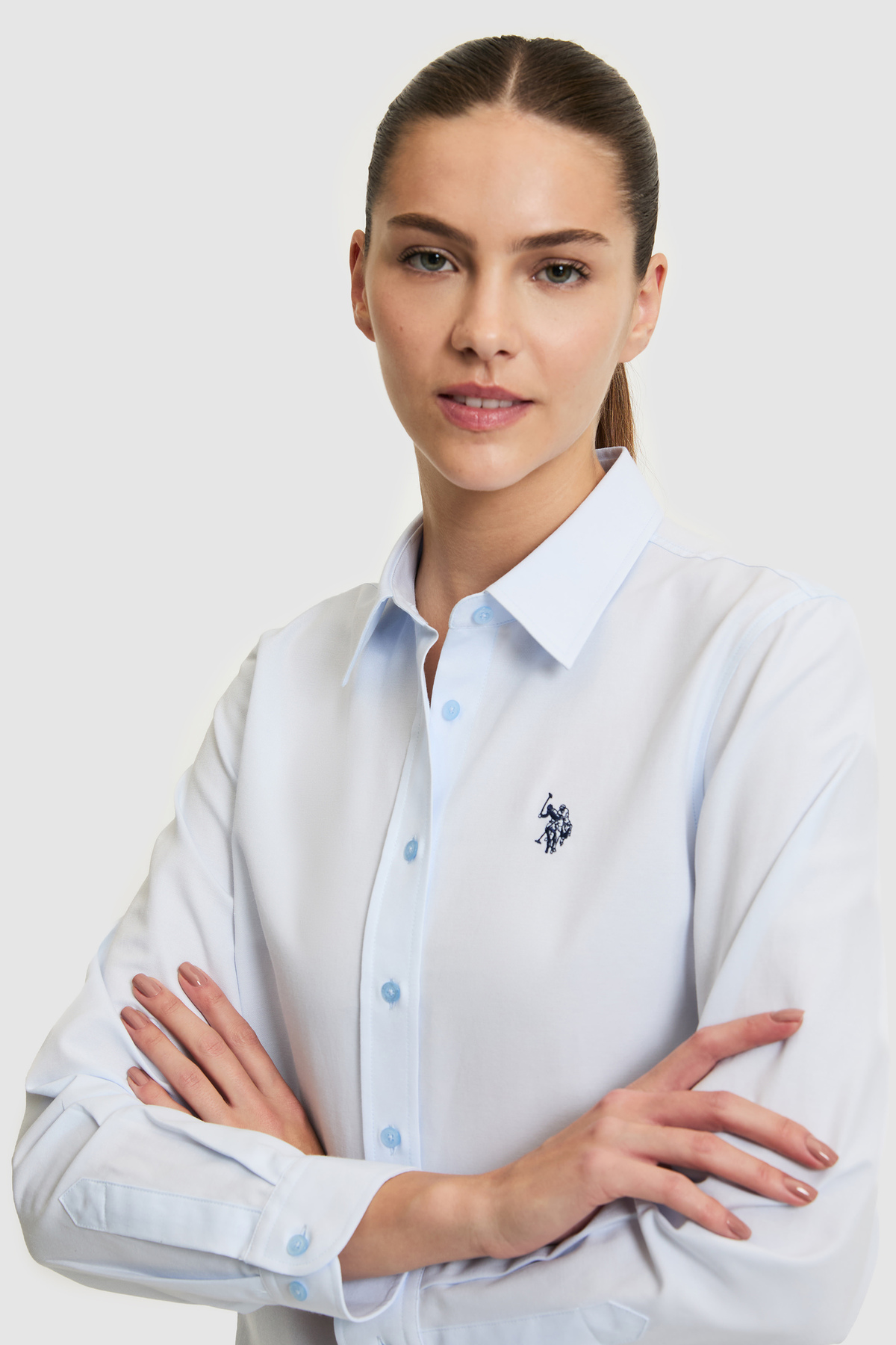 پیراهن پایه زنانه آبی روشن آستین‌بلند 50324791-VR003 — 2