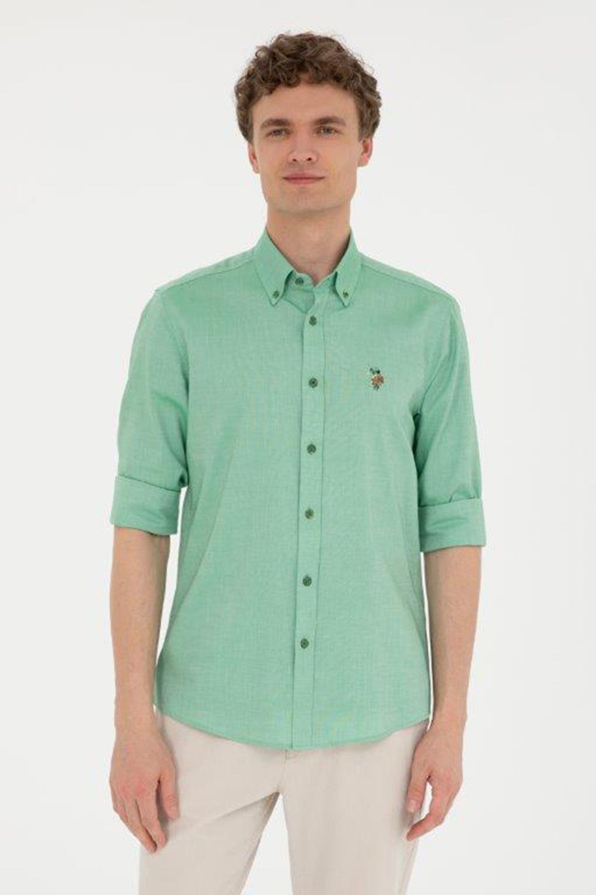 پیراهن مردانه نخی با لوگو U.S. Polo Assn. — 1