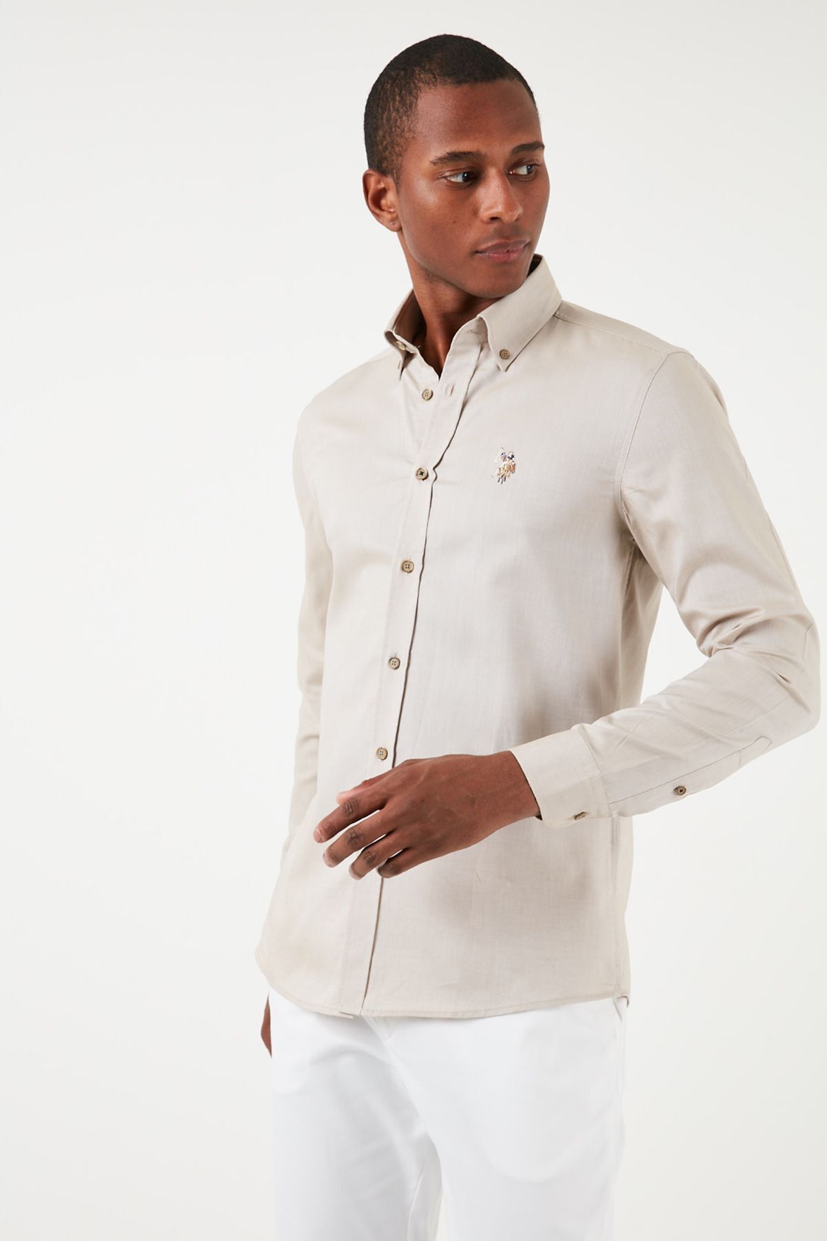 پیراهن مردانه نخی لوگودار U.S. Polo Assn. — 2