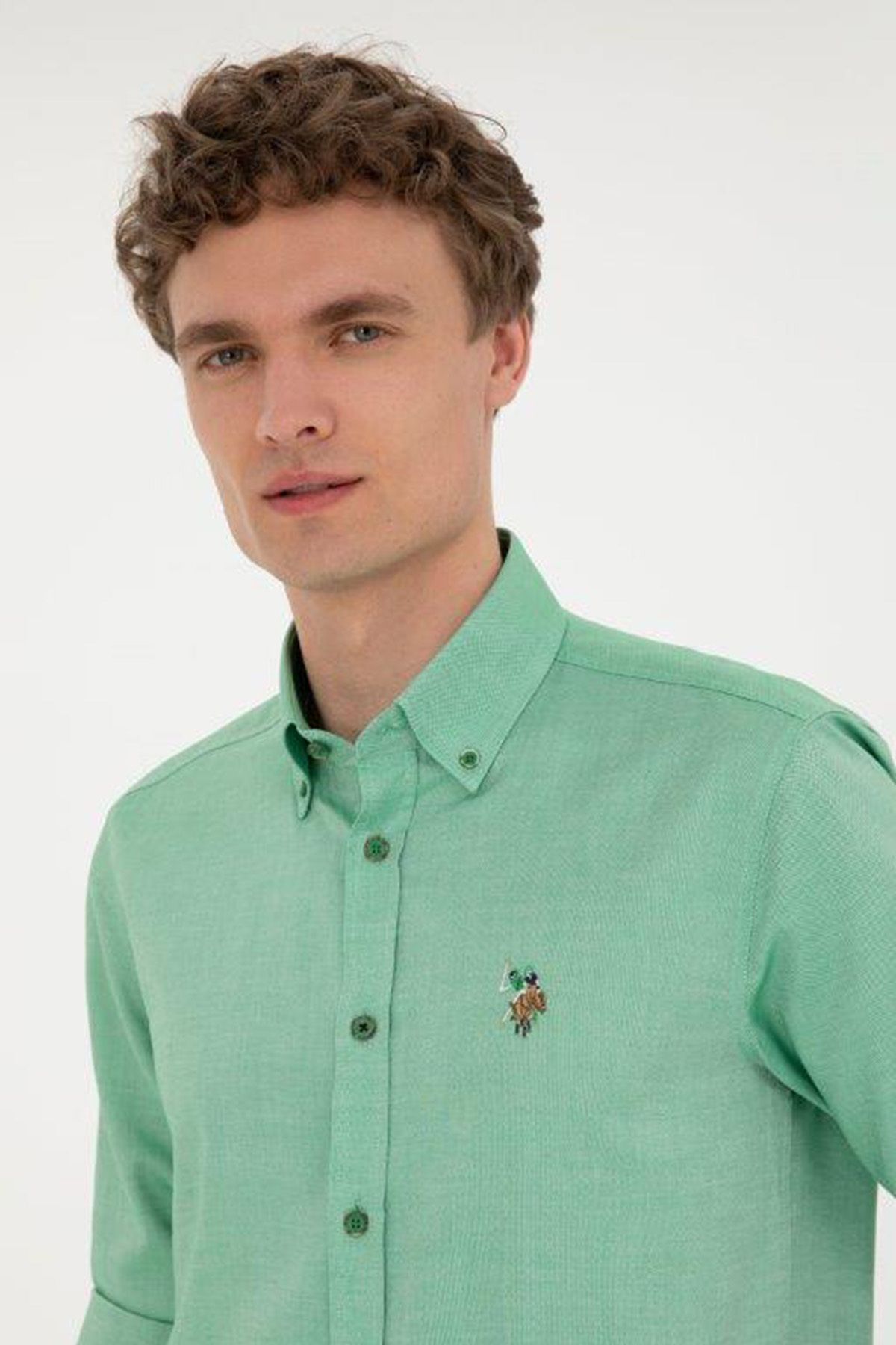 پیراهن مردانه نخی با لوگو U.S. Polo Assn. — 3