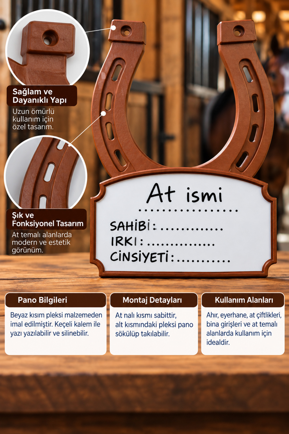 نعل اسب تزئینی و تابلو نام اسب – تابلو نام سفارشی اسب