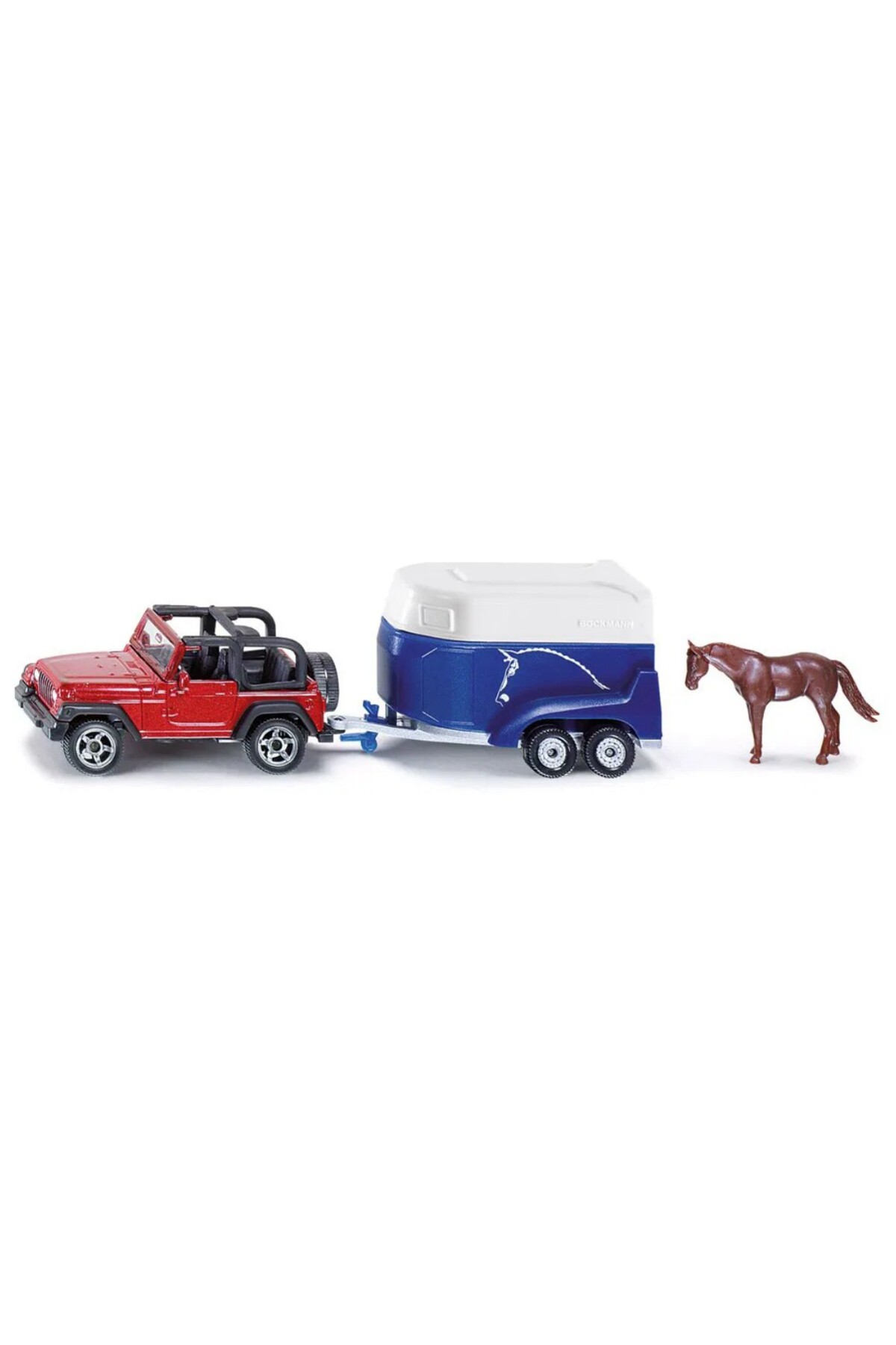 خودروی اسباببازی فلزی Siku1651 Jeep Wrangler4x4 با تریلر حمل اسب و فیگور اسب،۱۴.۶ سانتیمتر — 2