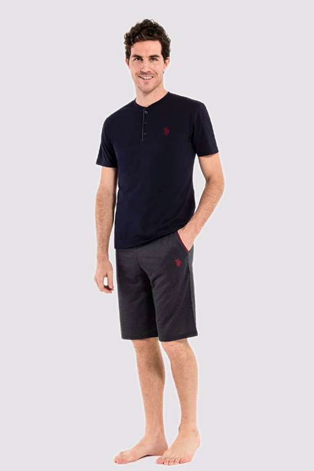 ست پیژامه ۳ تکه مردانه U.S. Polo Assn. مدل 12005 - سرمهای — 2