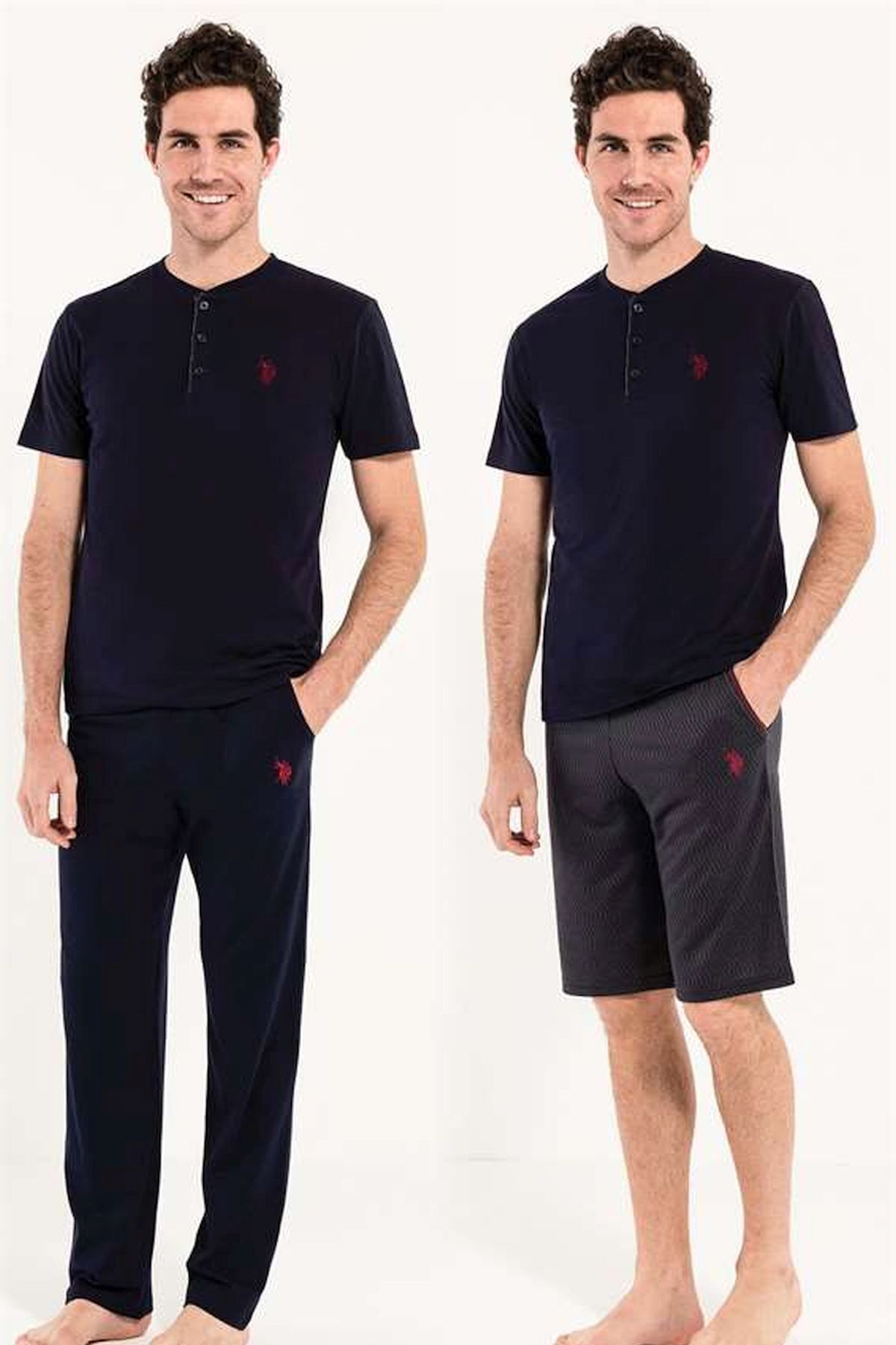 ست پیژامه ۳ تکه مردانه U.S. Polo Assn. مدل 12005 - سرمهای — 1