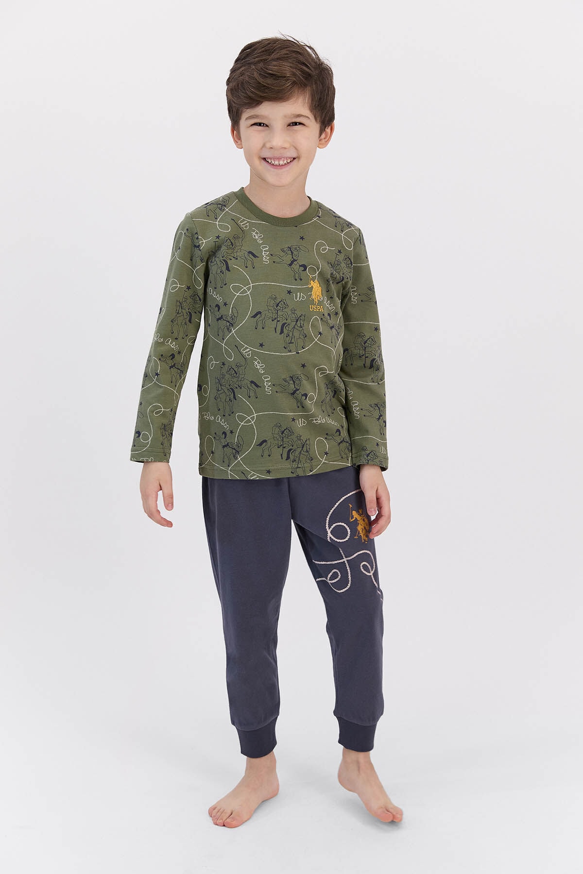 ست پیژامه پسرانه بچگانه کشبافدار U.S. Polo Assn. — 1