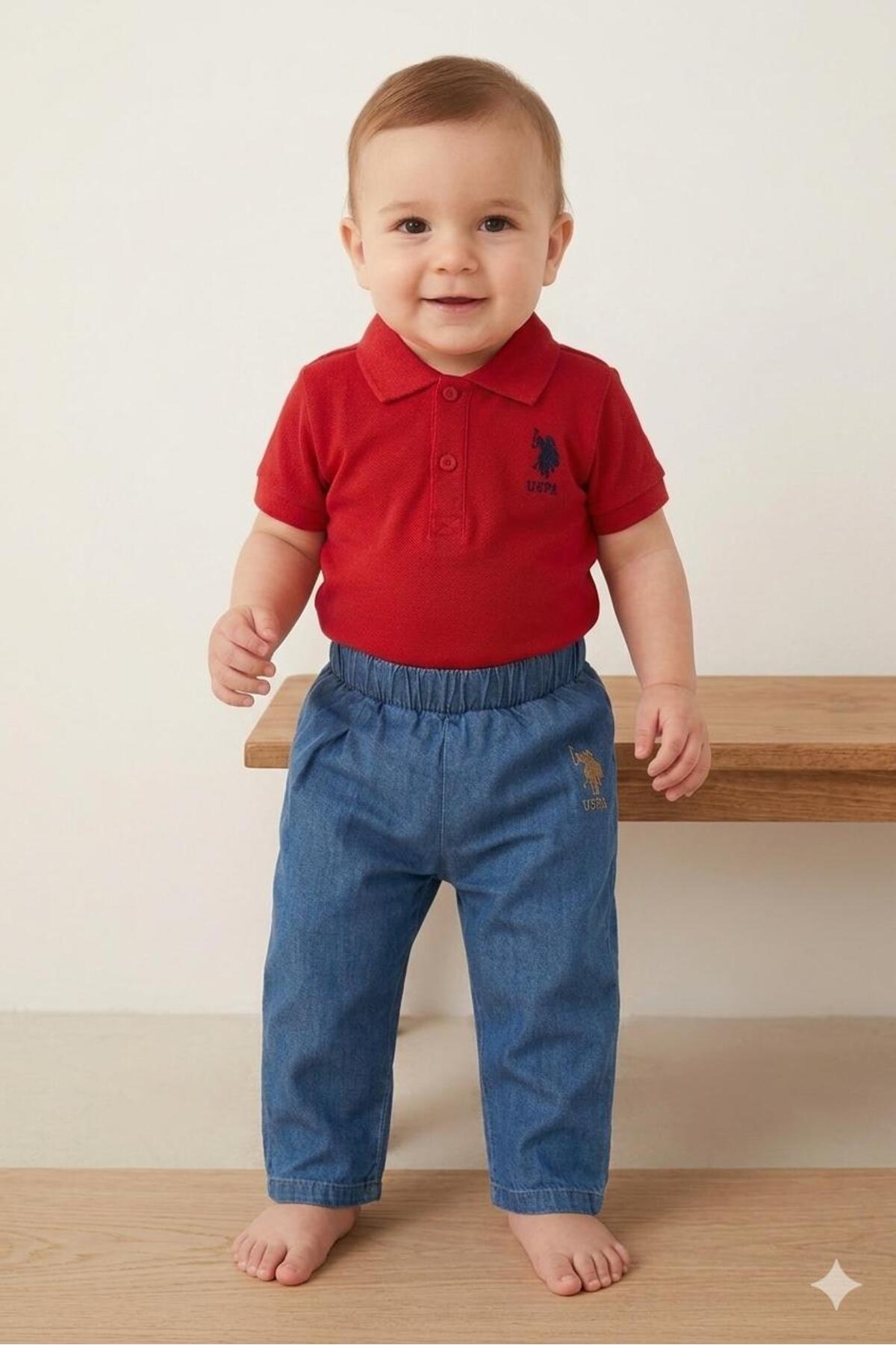 ست لباس بالا و پایین نوزاد پسر U.S. Polo Assn. — 4