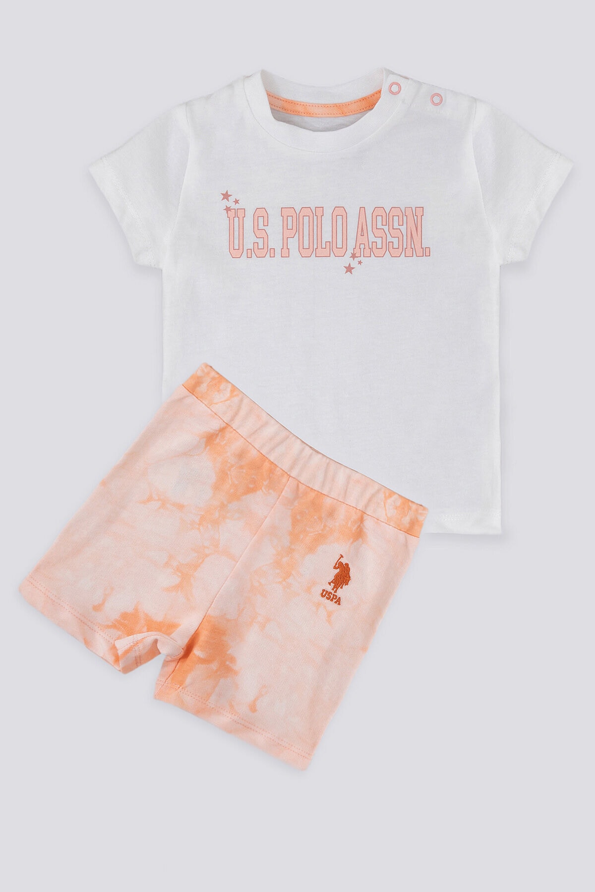 ست تیشرت و شلوارک نوزادی U.S. Polo Assn مدل Piquant Cream Salmon — 2