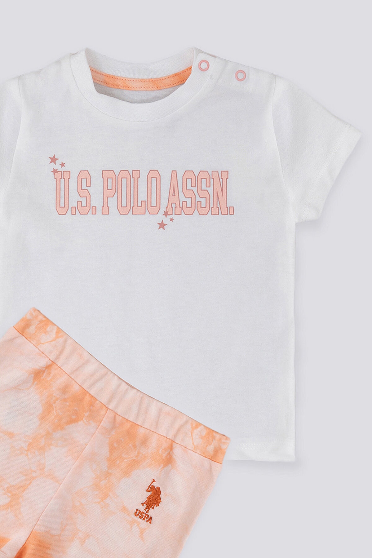 ست تیشرت و شلوارک نوزادی U.S. Polo Assn مدل Piquant Cream Salmon — 3
